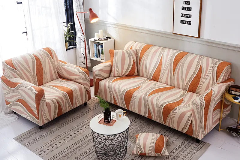 Luxton Home Elastic Stretchable Printed Fully Covered Sofa Slipcover, FLAMES