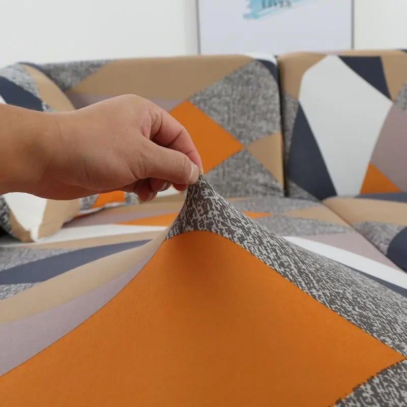 Luxton Home Elastic Stretchable Printed Fully Covered Sofa Slipcover, GEOMETRIC - Multicolor