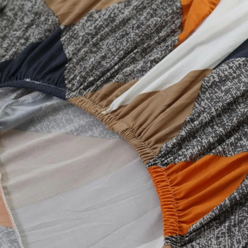 Luxton Home Elastic Stretchable Printed Fully Covered Sofa Slipcover, GEOMETRIC - Multicolor