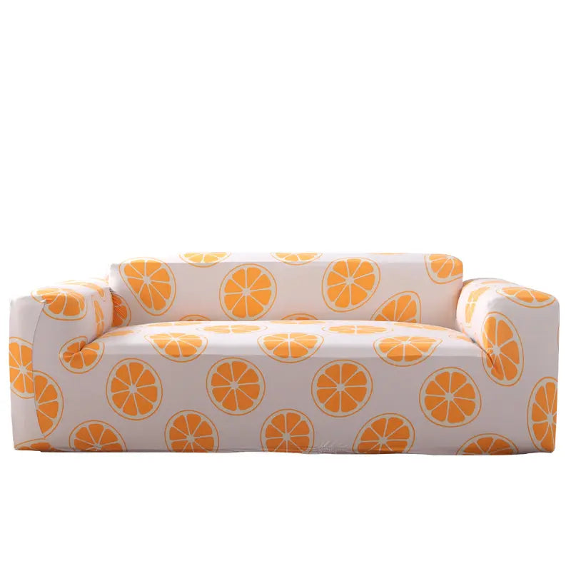 Luxton Home Elastic Stretchable Printed Fully Covered Sofa Slipcover, ORANGE