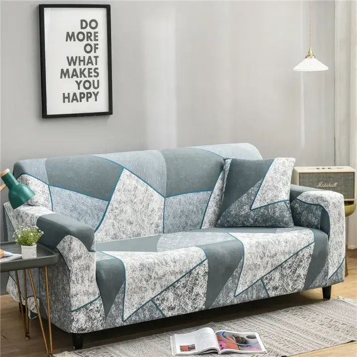 Luxton Home Elastic Stretchable Printed Fully Covered Sofa Slipcover, OPAL