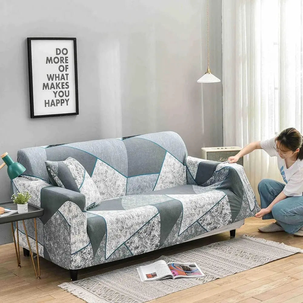 Luxton Home Elastic Stretchable Printed Fully Covered Sofa Slipcover, OPAL