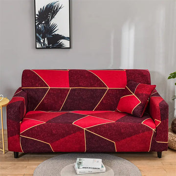 Luxton Home Elastic Stretchable Printed Fully Covered Sofa Slipcover, RUBY