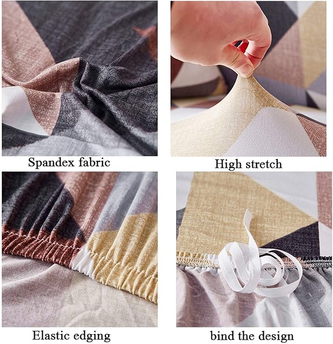 Luxton Home Elastic Stretchable Printed Fully Covered Sofa Slipcover, TRUFFLE