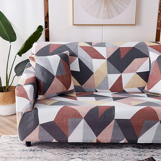 Luxton Home Elastic Stretchable Printed Fully Covered Sofa Slipcover, TRUFFLE