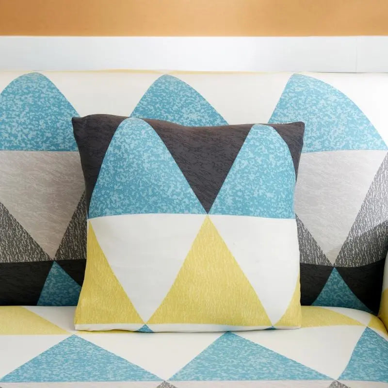 Luxton Home Elastic Stretchable Printed Fully Covered Sofa Slipcover, WAVES - Multicolor