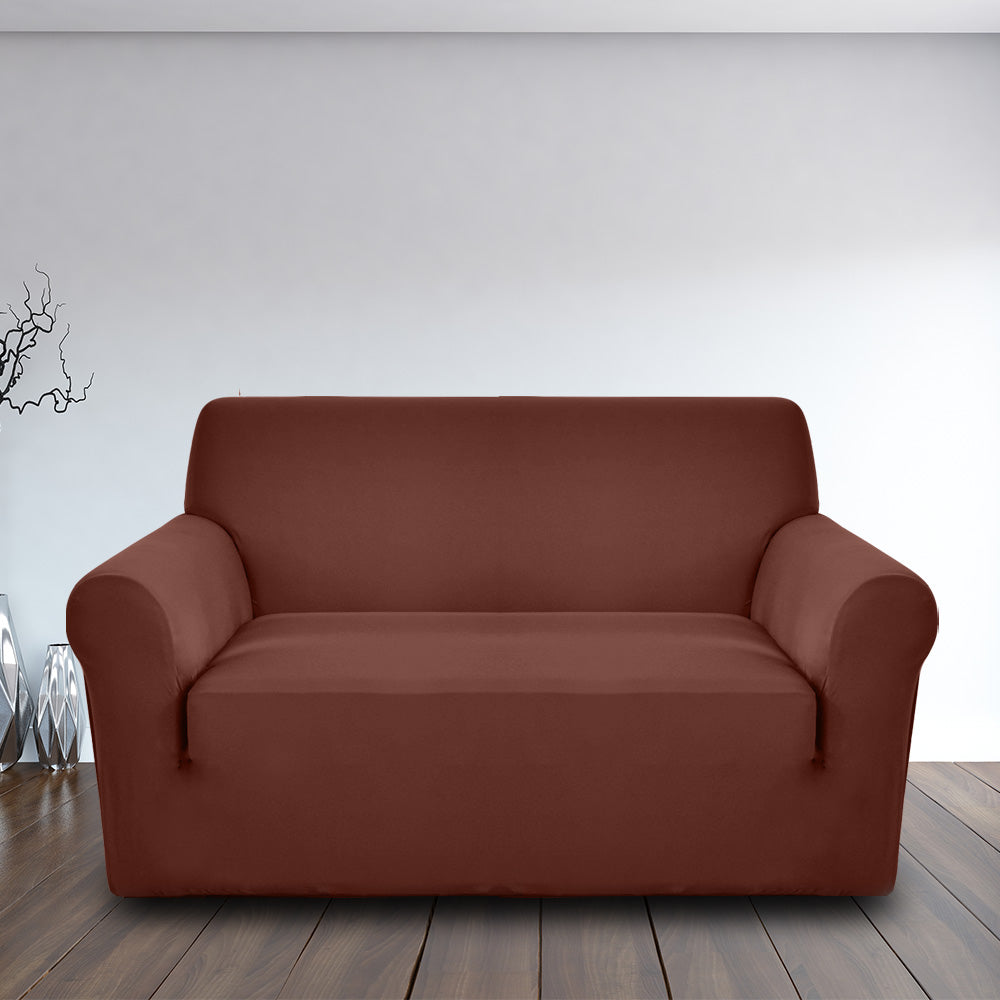 LUXTON HOME Universal Elastic Sofa Cover Stretchable Slipcover for Any Type of Sofa or Couch | Spandex Jacquard Fabric | Easy Installation & Washable | Living Room,Office (Dark Purple, Two Seater)