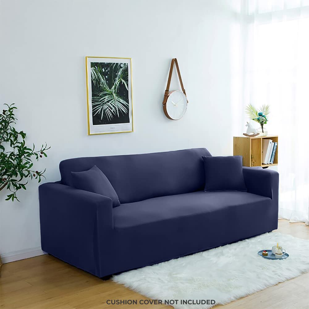 LUXTON HOME Universal Elastic Sofa Cover Stretchable Slipcover for Any Type of Sofa or Couch | Spandex Jacquard Fabric | Easy Installation & Washable | Living Room,Office (Dark Purple, Two Seater)