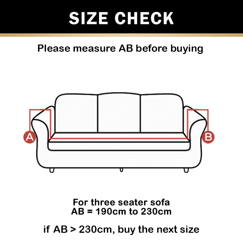 LUXTON HOME Designer Sofa Cover with Stretchable Elastic Universal Polyester & Spandex Blend Sofa Cover 3 Seater, 2 Seater and 1 Seater Durable & Easy Maintenance (Grey, Three Seater)