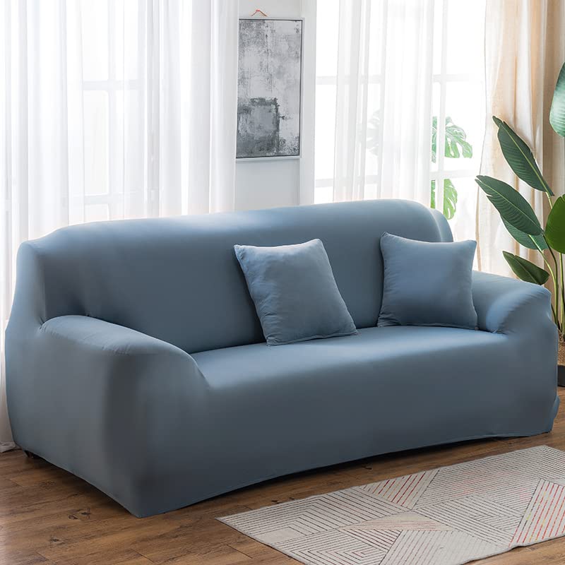 LUXTON HOME Universal Elastic Sofa Cover Stretchable Slipcover for Any Type of Sofa or Couch | Spandex Jacquard Fabric | Easy Installation & Washable | Living Room,Office (Dark Purple, Two Seater)