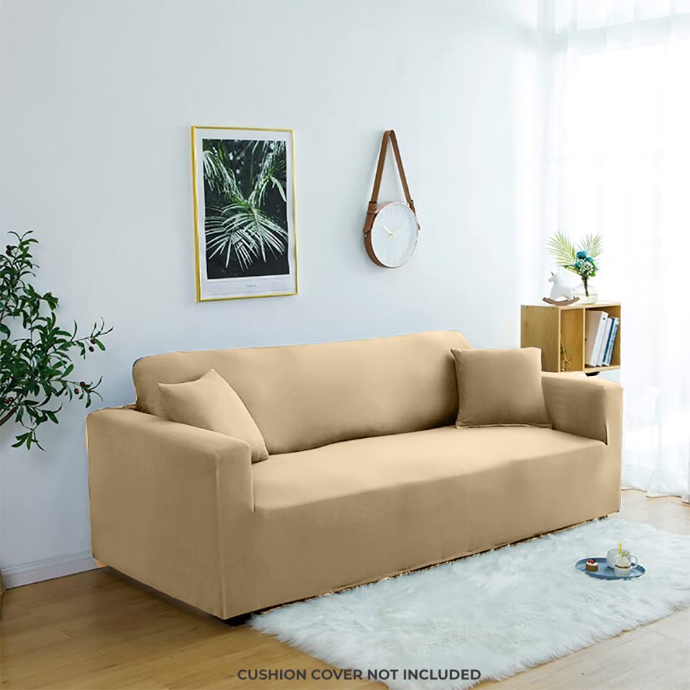 LUXTON HOME Universal Elastic Sofa Cover Stretchable Slipcover for Any Type of Sofa or Couch | Spandex Jacquard Fabric | Easy Installation & Washable | Living Room,Office (Dark Purple, Two Seater)