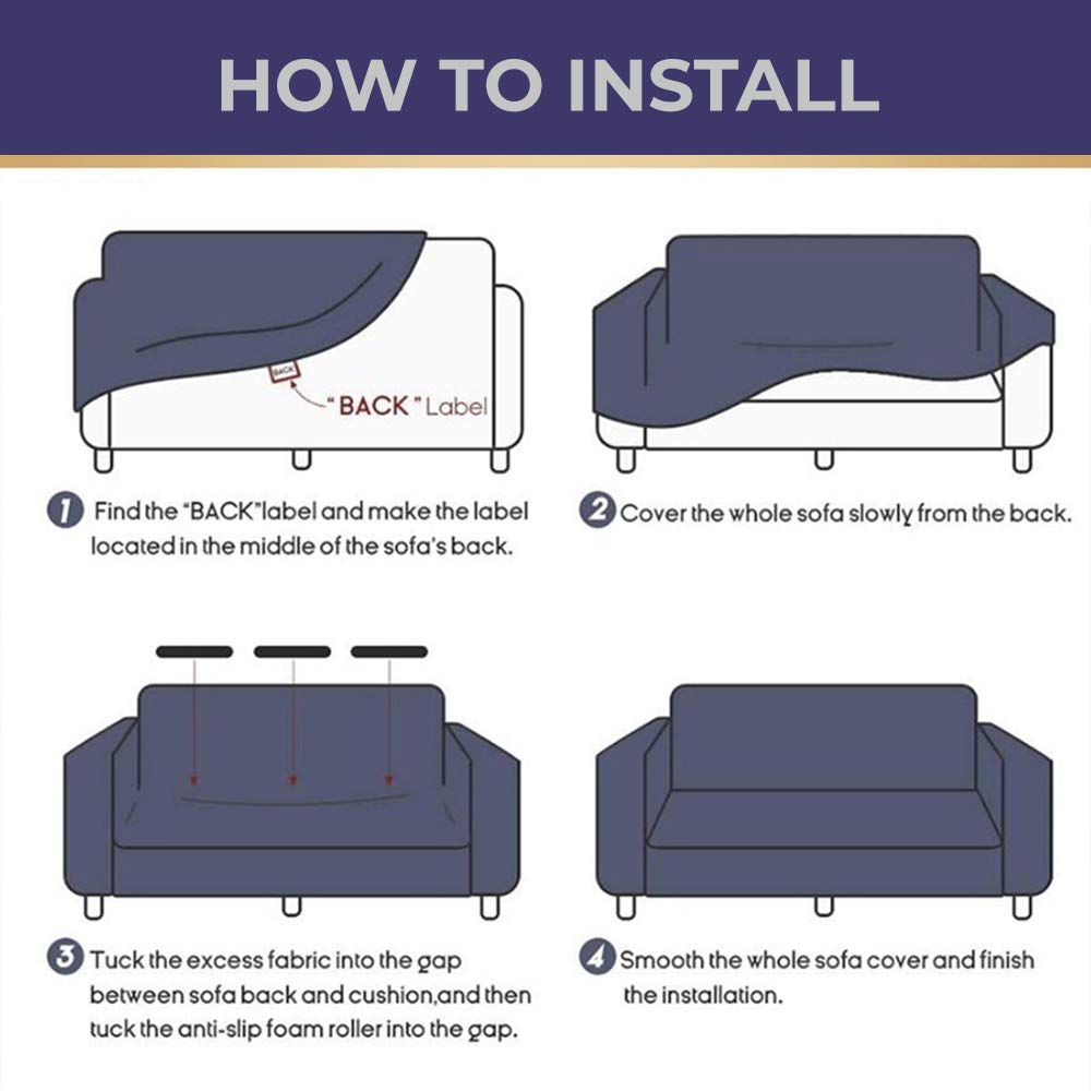 LUXTON HOME Universal Elastic Sofa Cover Stretchable Slipcover for Any Type of Sofa or Couch | Spandex Jacquard Fabric | Easy Installation & Washable | Living Room,Office (Dark Purple, Two Seater)
