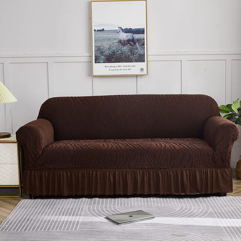 Luxton Home Universal Designer Sofa Cover for Any Type of Sofa or Couch, Stretchable 3 Seater and Single Seater, Washable Spandex Jacquard Fabric (Beige, Single Seater)