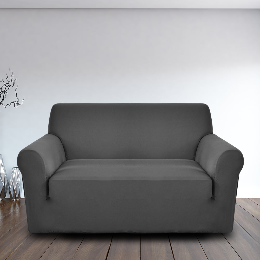 LUXTON HOME Universal Elastic Sofa Cover Stretchable Slipcover for Any Type of Sofa or Couch | Spandex Jacquard Fabric | Easy Installation & Washable | Living Room,Office (Dark Purple, Two Seater)