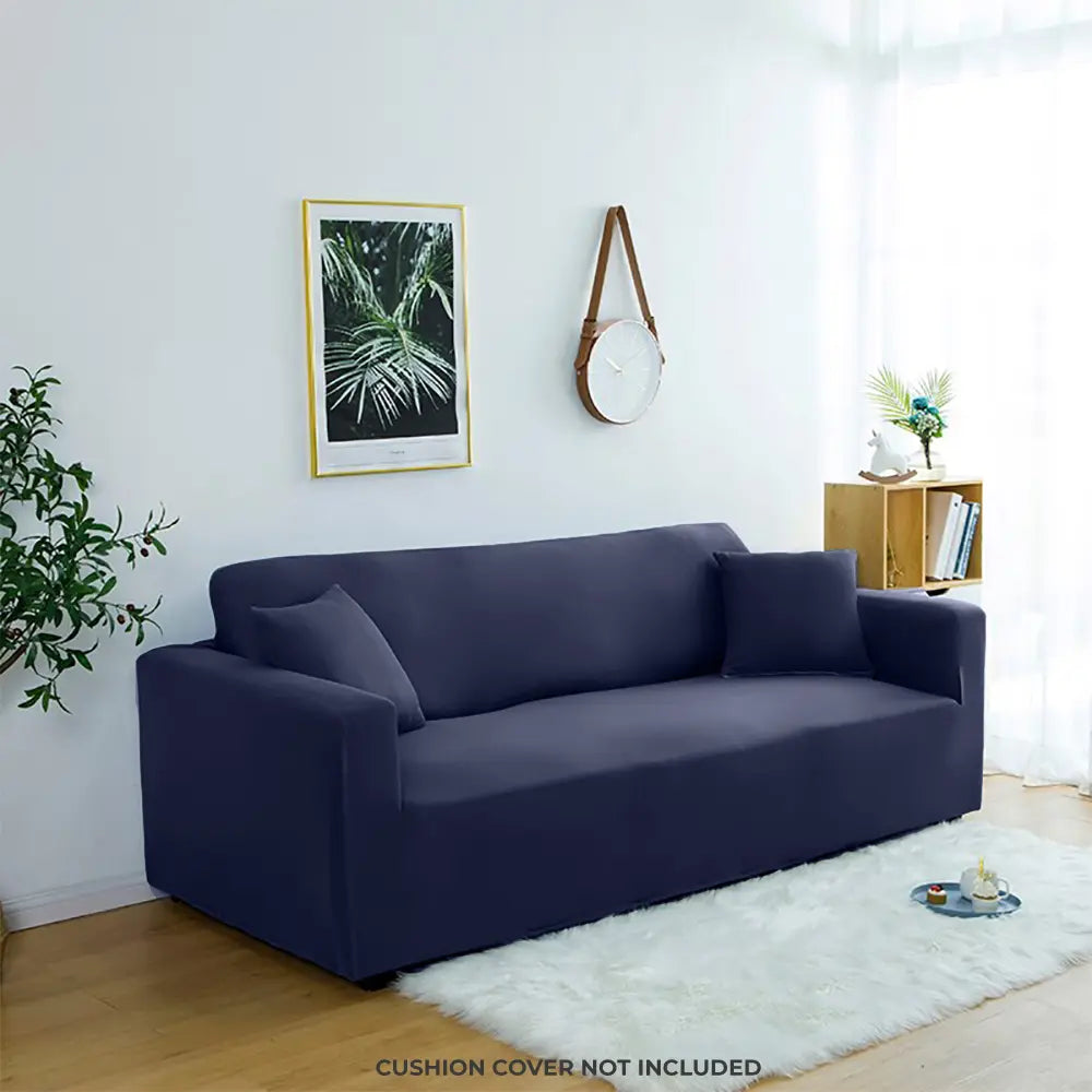 LUXTON HOME Universal Elastic Sofa Cover Stretchable Slipcover for Any Type of Sofa or Couch, Color-Navy Blue.