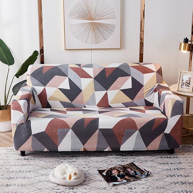 Luxton Home Elastic Stretchable Printed Fully Covered Sofa Slipcover, TRUFFLE