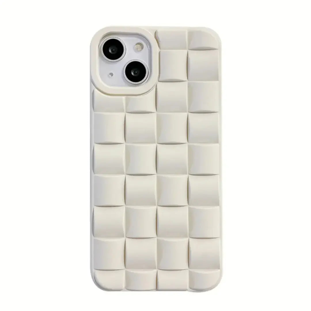 Premium Quality Anti-Shock Puffer iPhone 13/14/15 Protective Covers/off white.