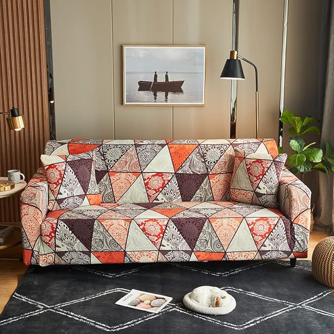 Luxton Home Elastic Stretchable Printed Fully Covered Sofa Slipcover, KARMA